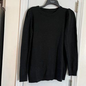 Black Puff Sleeve Crewneck